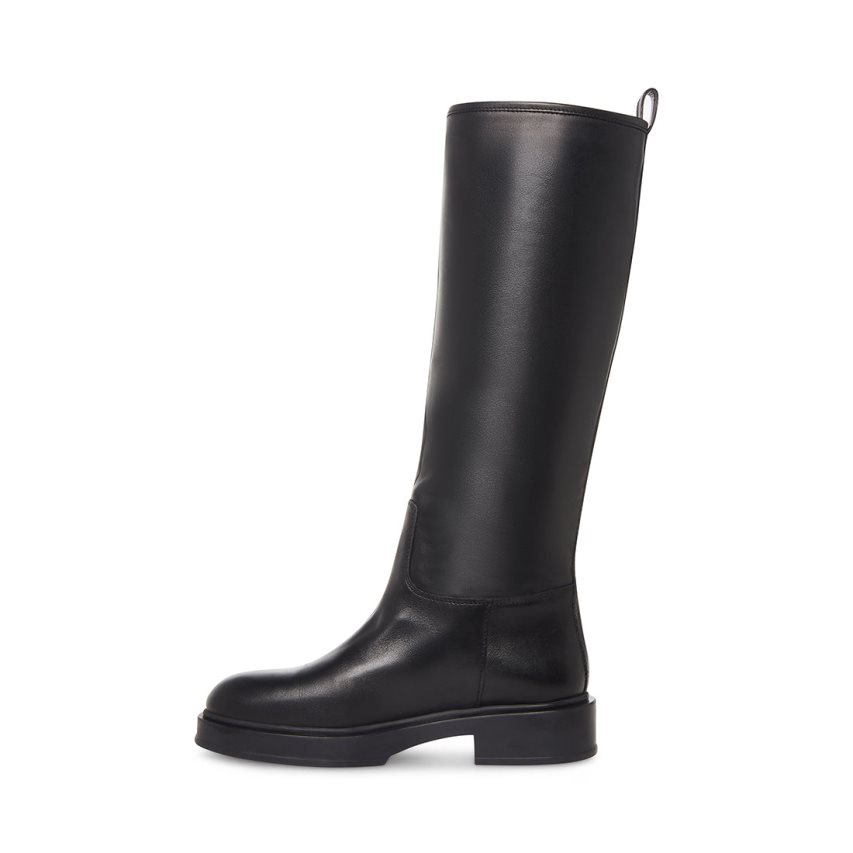 Black Steve Madden Claudia Leather Women's Knee-high Boots | PH 1029NOH